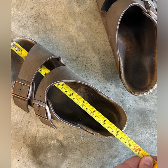 Birkenstock Arizona Birko Flor Dark Brown Size 10 Women’s Double Strap Leather - Picture 12 of 12